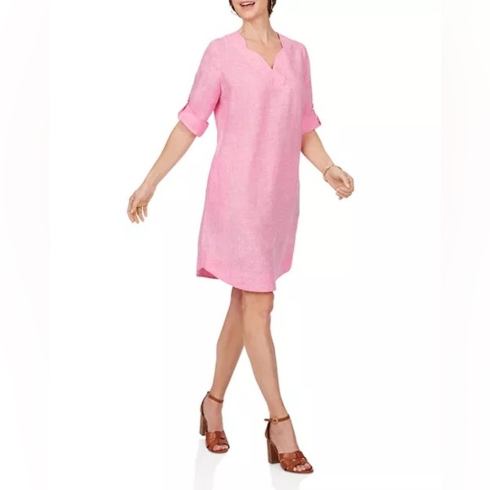 NWOT Foxcroft Heritage Linen Non-Iron Pink Shirt  size 16W